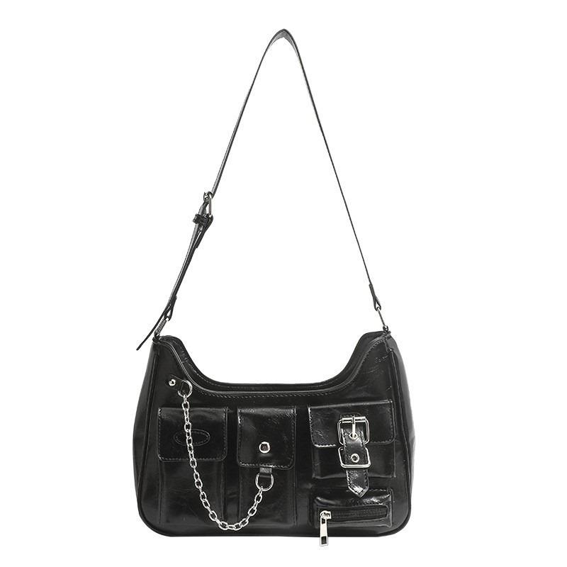 Niche Design Retro Spice Biker Bag Chain Shoulder Underarm Bag