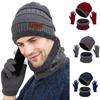 3pcs/set Fashion Plush-lined Knitted Caps Men Women's Winter Hats Scarves Touch Screen Gloves Thicken Warm Beanie Hat