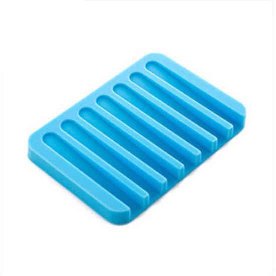 Flexible Bathroom Silicone Soap Dish Storage Holder Soapbox Plate Tray Drain