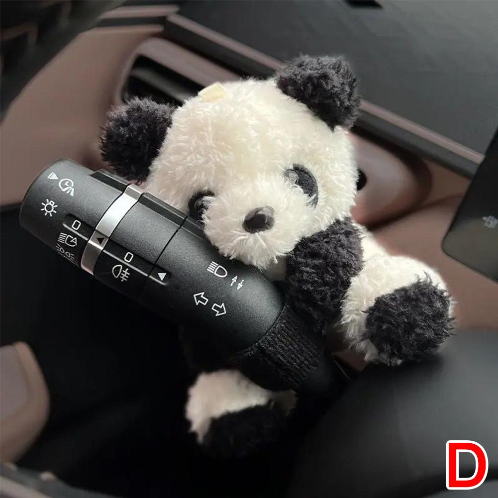 Card Love Bow Chinese Giant Panda Auto Wiper Turn Signal Switch Plush Doll Decorative Accessories Car Interior Toy Holiday Gifts