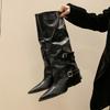 Fashion New Style Retro Style Women Knee High Boots Luxury Fashion Belt Buckle Shoes Autumn Winter Wedges Heel Women's Knight Long Boots
