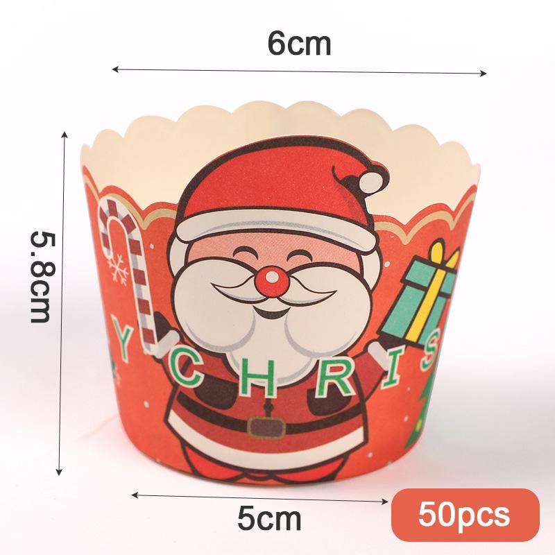 50pcs Christmas Cupcake Linner Oven Air Fryer Muffin Cup Cake Mold Merry Christmas Party Decorations Bakeware