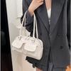 2025 New Bag Women's Niche Retro Shoulder Underarm Bag Double Buckle Bag Splicing Casual Handbag Bag