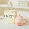 Household Drinking Cup Ceramic Coffee with Lid Mug Girl High Looking Birthday Gift Souvenir Cute