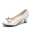 Women's Dress Shoes Patent Leather High Heel Shoes Medium Heel Office Women's Shoes Metal Bow Shoes