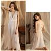 Sexy Nightgown Women Transparent Sleepwear White Ladies Lace Long Gowns Nightdress Sleeveless Wedding Night Dresses Low-cut