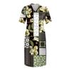 Women's Summer Plus Size V-neck Short Sleeve Print Knee Pocket Casual Dress