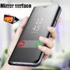 Clear Mirror Flip Plating Case For Samsung Galaxy A54 A53 A14 A04S S21 S22 S23 Ultra Plus Xiaomi Redmi Note 11 iPhone 14 13 12 Pro Max Leather Cover