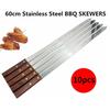 Stainless Steel Barbecue Flat Stick Large String Barbecue Stick Wood Handle Barbecue Stick Stainless Steel Barbecue Flat Stick