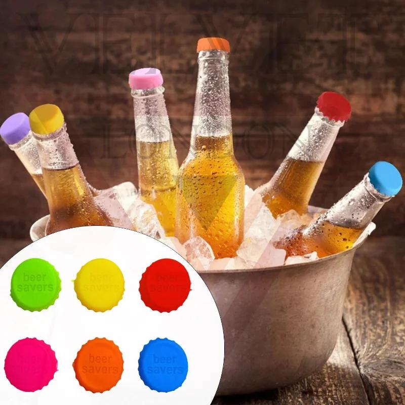 6Pcs Reusable Silica Gel Bottle Cap Sealed Beer Cap Vinegar Soy Sauce Bottle Soda Cola Cap Wine Protective Stopper