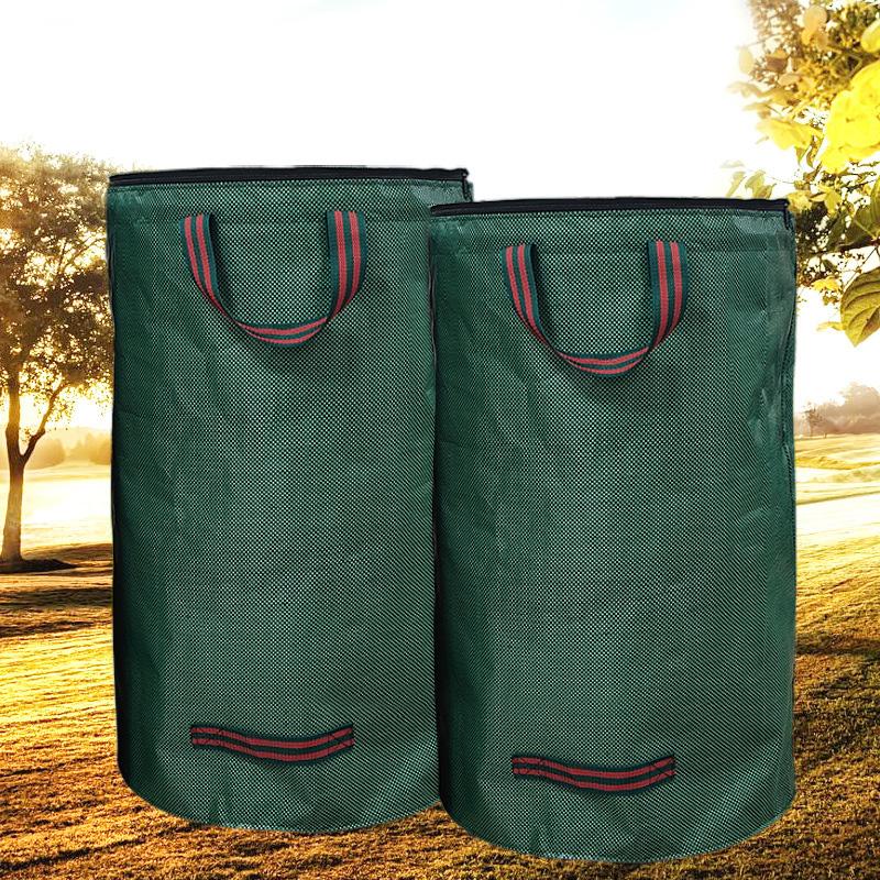 120-500L Garden Yard Waste Bag With Lid Foldable Leaf Collection Trash Can Reusable Fallen Leaves Outdoor Gardening Storage Bag
