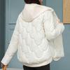 Women Winter Coat Fake Two-piece Zipper Button Closure Padded Hooded Turn-down Collar