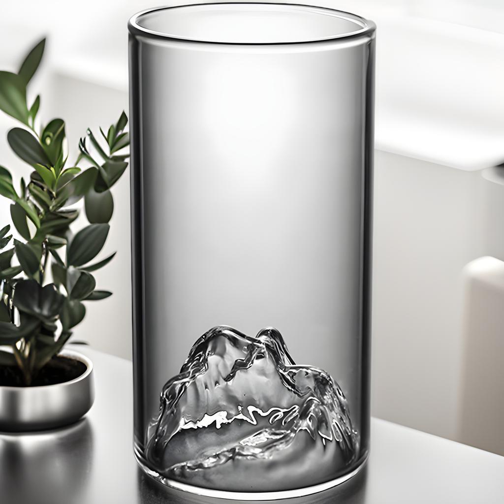 2 Pcs High Borosilicate Glass Green Tea Cup Creative Transparent Japanese Tibetan Mountain Glass Cup with Handle Thickened Drinking Cup