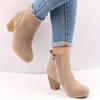 Fashion 2024 Women's Shoes Ankle Women's Boots Retro Modern Boots Women Sewing Round Toe Chunky Heels Side Zip Plus Size Ladies Shoes
