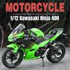 1/12 Kawasaki Ninja 400 Toy Motorcycle Miniature Diecast Metal Model 1:12 Super Sports Sound and Light Pull Back Collectible Gift for Boys