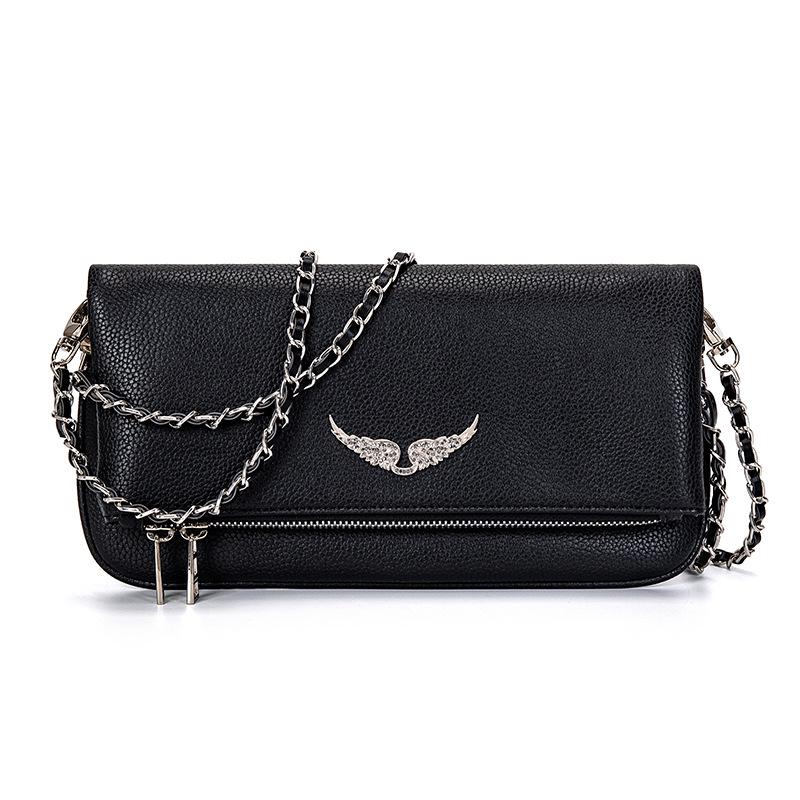 ZV French Exquisite Women's Winged Chain Crossbody Bag: Elegant Envelope Shoulder Bag for Ladies.