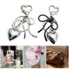 Metal Bowknot Heart Charm Keychains Simple Pendant Car Keyring Backpack Decoration Fashion Jewelry for Women Girls