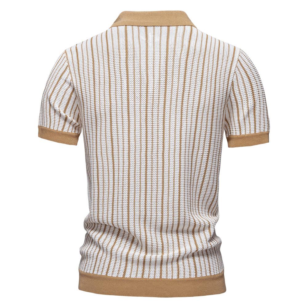 Gant 2025 Summer Embroidered New Men's Short Sleeve Knitted Polo Stripe Fashion Business Polo Shirt for Men