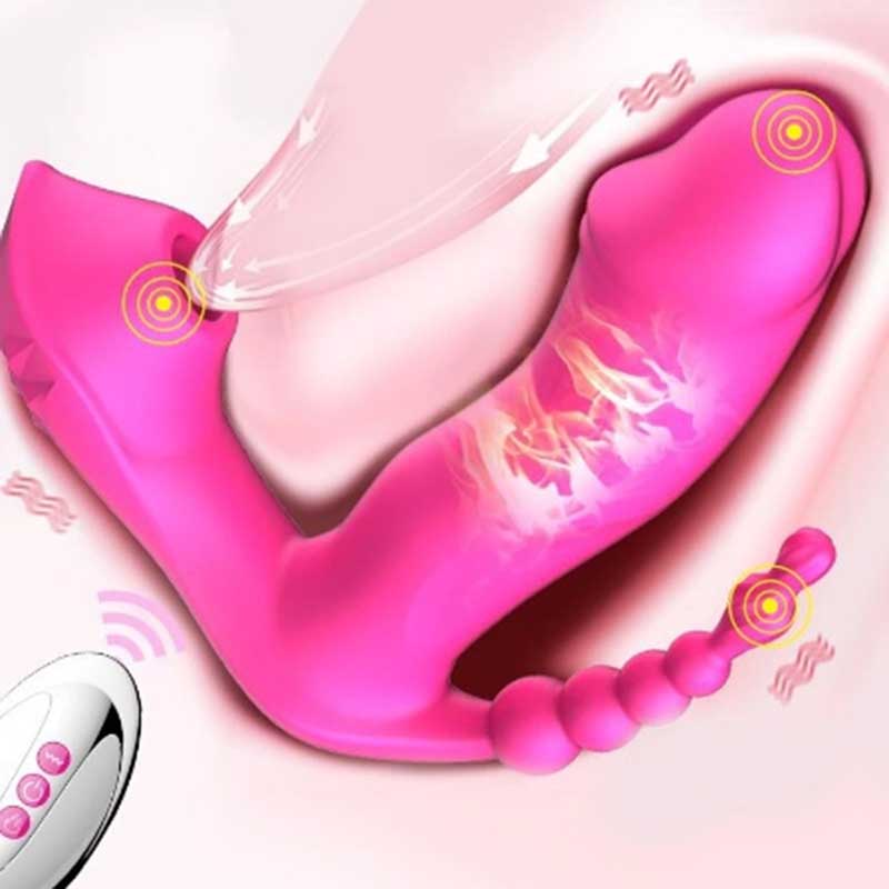 10-speed Three-in-one Wearable Butterfly Dildo Vibrator Female G-spot Stimulator Remote Control Vibrating Egg Masturbation Device Sex Toy