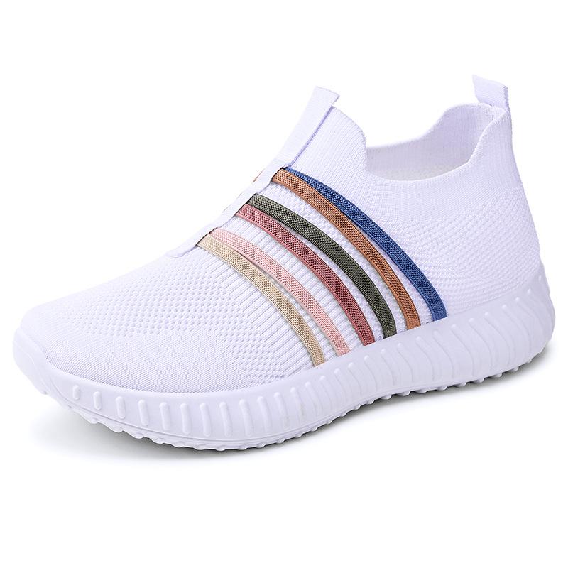 Women's Shoes Casual Shoes New Large Size Breathable Single Shoes Flying Woven Lightweight Shoes Women's Soft-soled Simple Mesh Shoes