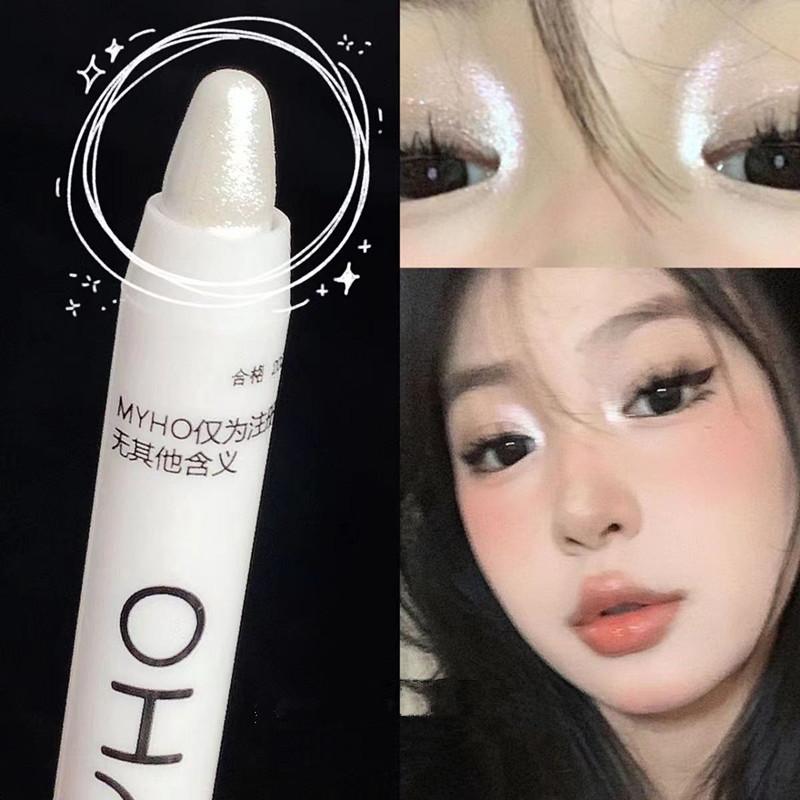 Glitter Highlighter Pen Waterproof Pearlescent Matte White Sliver Diamond Brighten Lying Silkworm Eyeshadow Stick Facial Makeup