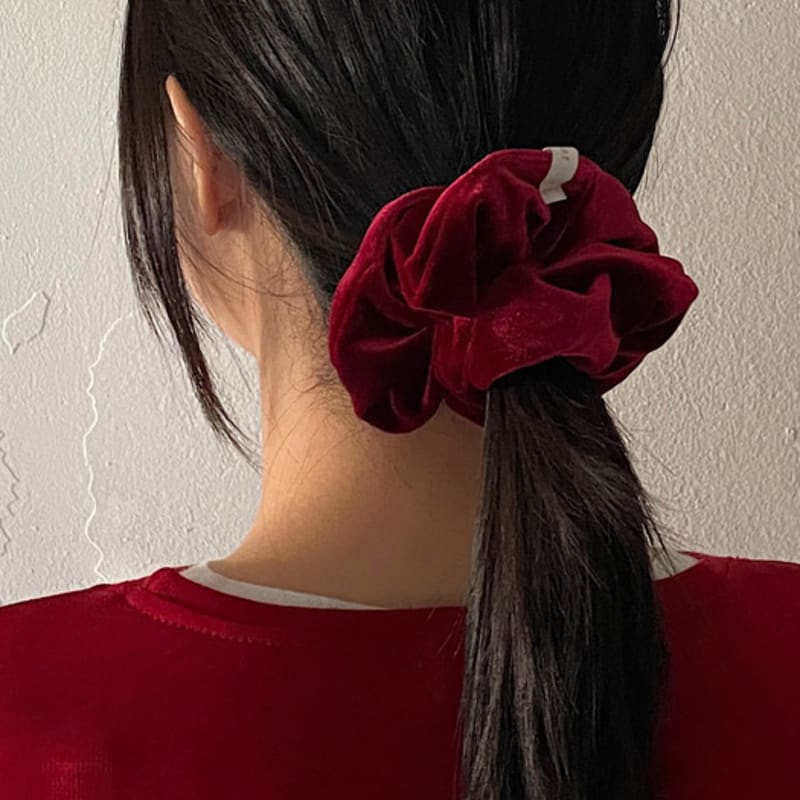 Oar Vintage Velvet Volume Scrunchie[Red]