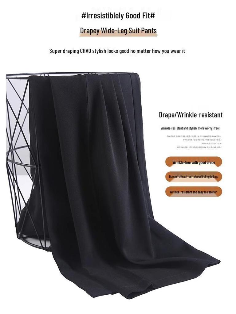 Women's Fleece-Lined Slim-Fit Wide-Leg Pants: High-Waisted, Sleek, and Stylish for Spring/Autumn