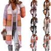 Women's Open Front Block Color Knitted Cardigan Crochet Sweaters Long Sleeve Casual Trendy Outwear