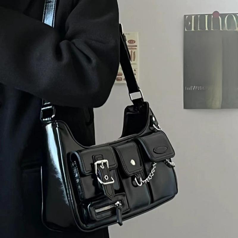 Niche Design Retro Spice Biker Bag Chain Shoulder Underarm Bag