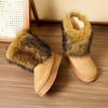 Autumn Winter Thick-soled Long-haired Cotton Slippers for Warmth, Mid-tube Snow Boots for Women