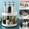 Rotating Seasoning Storage Rack Cosmetic Storage Rack 2 Layer Spice Salt Jars Tray Kitchen Space Saving Organizer Shelf Household Supplies Holder