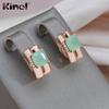 Kinel Rose Gold Color Square Drop Earrings For Women Green Zircon Vintage Earring