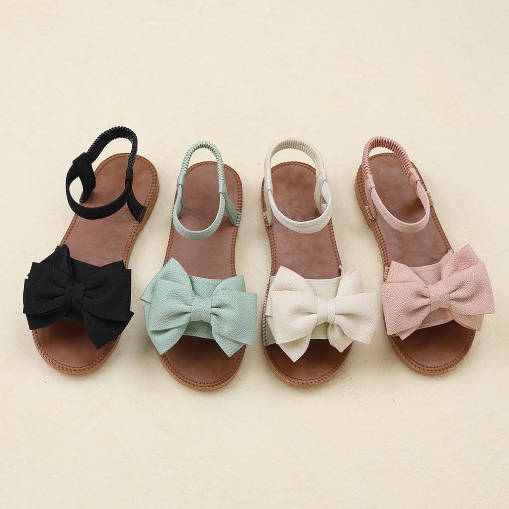 Cloth Sandals Soft-soled Bow Shoes One-line Sandals Fashionable and Sweet Flip-flops