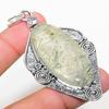 Natural Prehnite, White Topaz Gemstone 925 Sterling Silver Pendant 2.96" L0F91