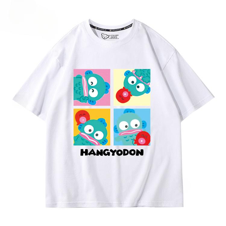 Hangyodon Harajuku Creative Pattern T-shirt Men's Casual Comfortable Summer 100% Cotton T-shirt Trend Fashion Loose T-shirt