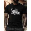Men's Bold Fish Bone Graphic T-Shirt - Crew Neck, Comfort Fit, Perfect for Summer Activities & Workouts