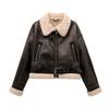 New Woman's Fashion Thick Warm Faux Shearling Jacket Coat Vintage Long Sleeve Belt Hem Female Outwear