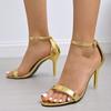 Sexy Ankle Strap High Heels Sandals Women 2025 Summer Open Toe Stiletto Heeled  Shoes Woman Elegant Gold Silver Sandalias