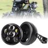 MOVOTOR 5.75 Inch LED Headlight Motorcycle Headlight LED Universal Hi/Lo Beam Round Black Bracket Compatible with Vehicle Inspection