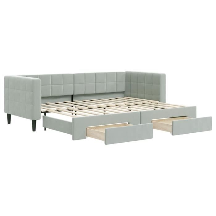 VidaXL Daybed with Trundle and Drawers Light Grey 80x200cm Velvet 3196732