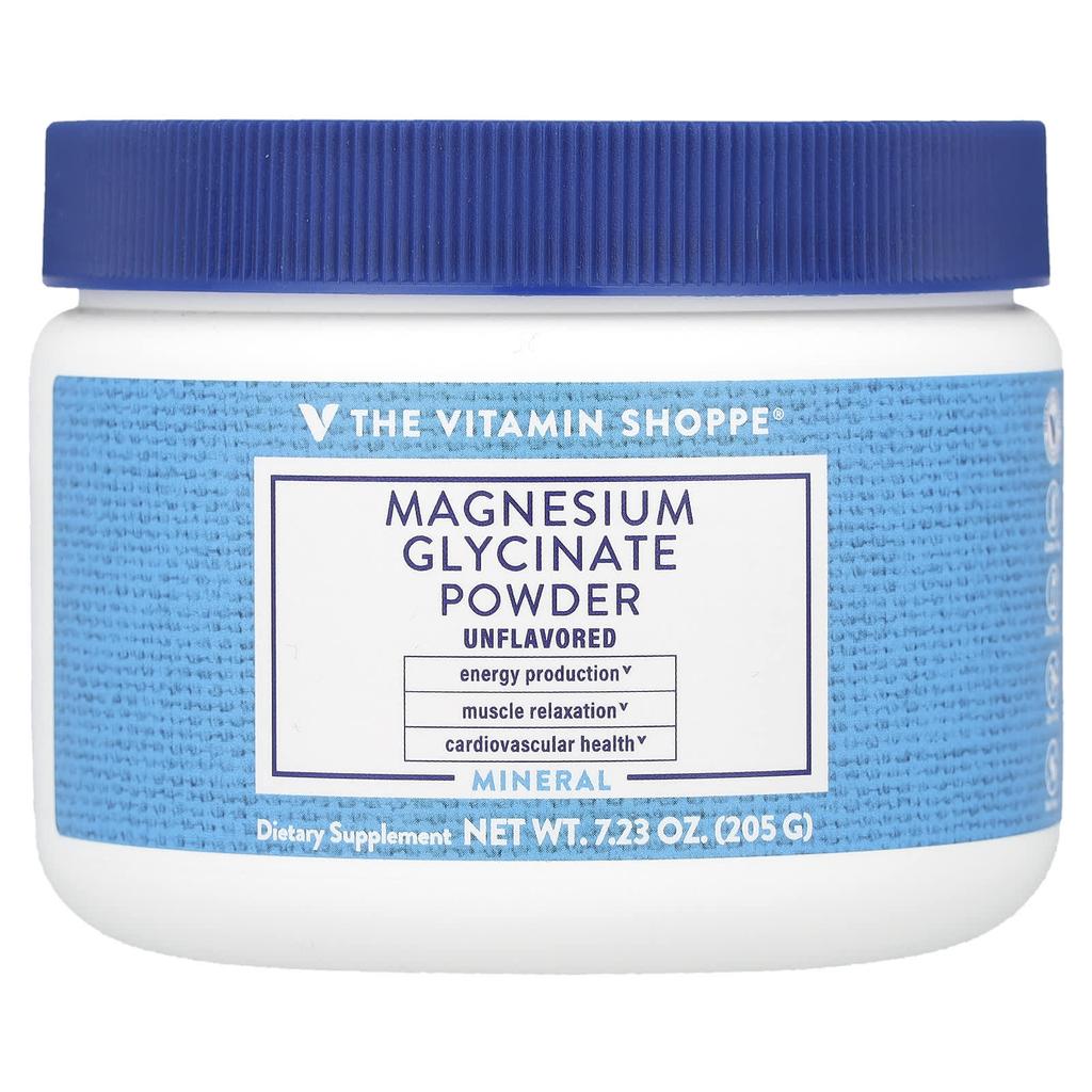 the Vitamin Shoppe Magnesium Glycine Powder, Unflavored, 7.23 Oz (205 G)
