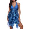 Women Print Swimwear Asymmetric Hem  Swimdress And Panty Beachwear