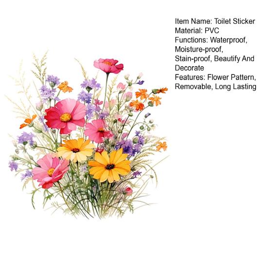 Красочные цветочные наклейки для унитаза, водонепроницаемые, съемные, самоклеящиеся, ПВХ, настенное искусство для гостиной, ванной комнаты