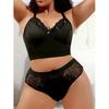 Black Thin Plus Size Sexy Lingerie Set Plus Size Bra Big Chest Small Gathered Lingerie Bra Set