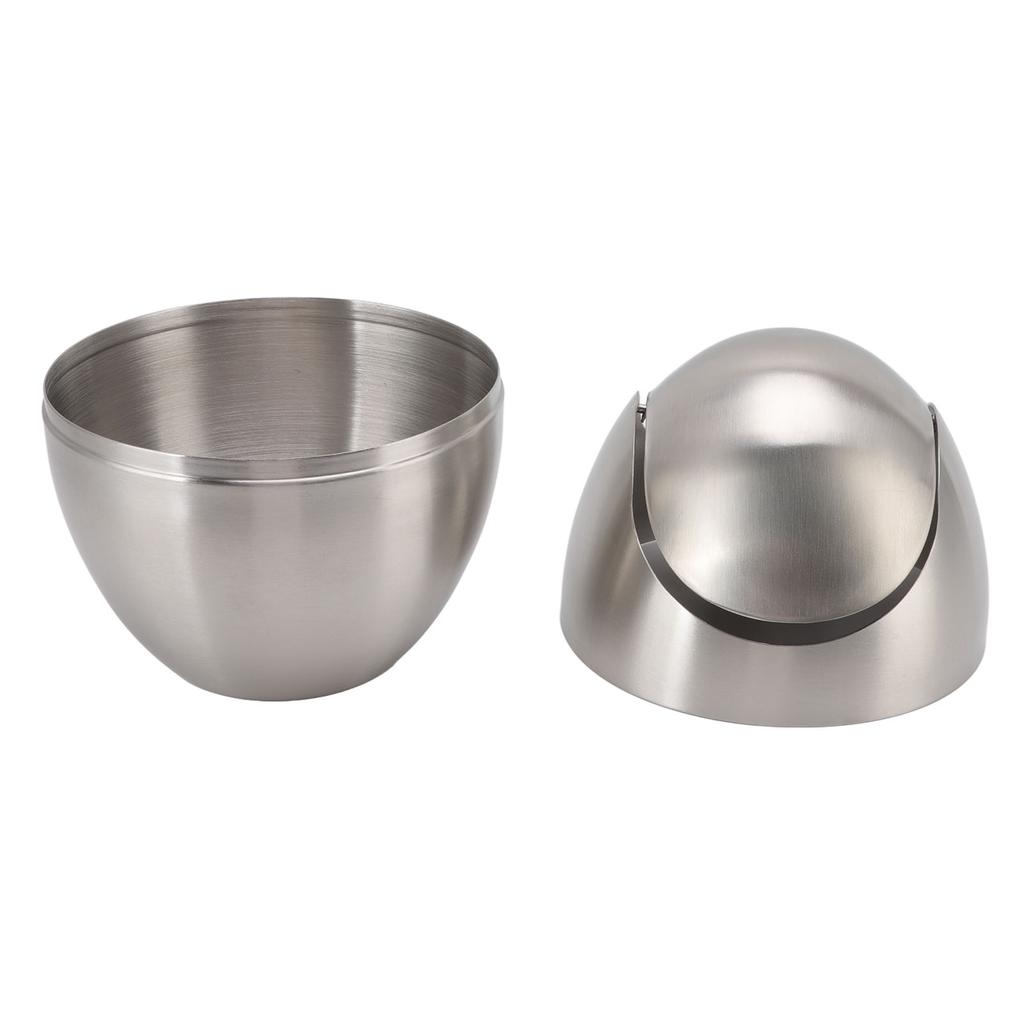 Desktop Trash Can Stainless Steel Egg Shape Mini Countertop Waste Bin with Swing Lid for Bathroom