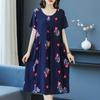 Plus Size Summer Woman Dress Vintage Short Sleeve Print Female Loose Casual Floral Dresses