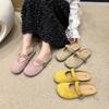 French Retro Shallow Mouth Single Shoe for Women In Spring 2025, Gentle and Soft Bottom, Yellow Flat Sole Single Shoe