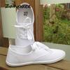 Fashion 2024 Lace-Up Shoes Woman Large Size 42 Canvas Casual  Off White Shoes Breathable Wear Resistant Slip Platform Vulcanize Shoes