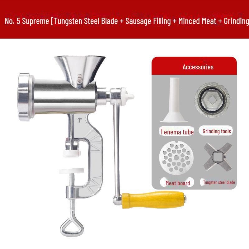 Manual Meat Grinder & Sausage Maker - Hand Crank Minced Meat Chopping Tool.