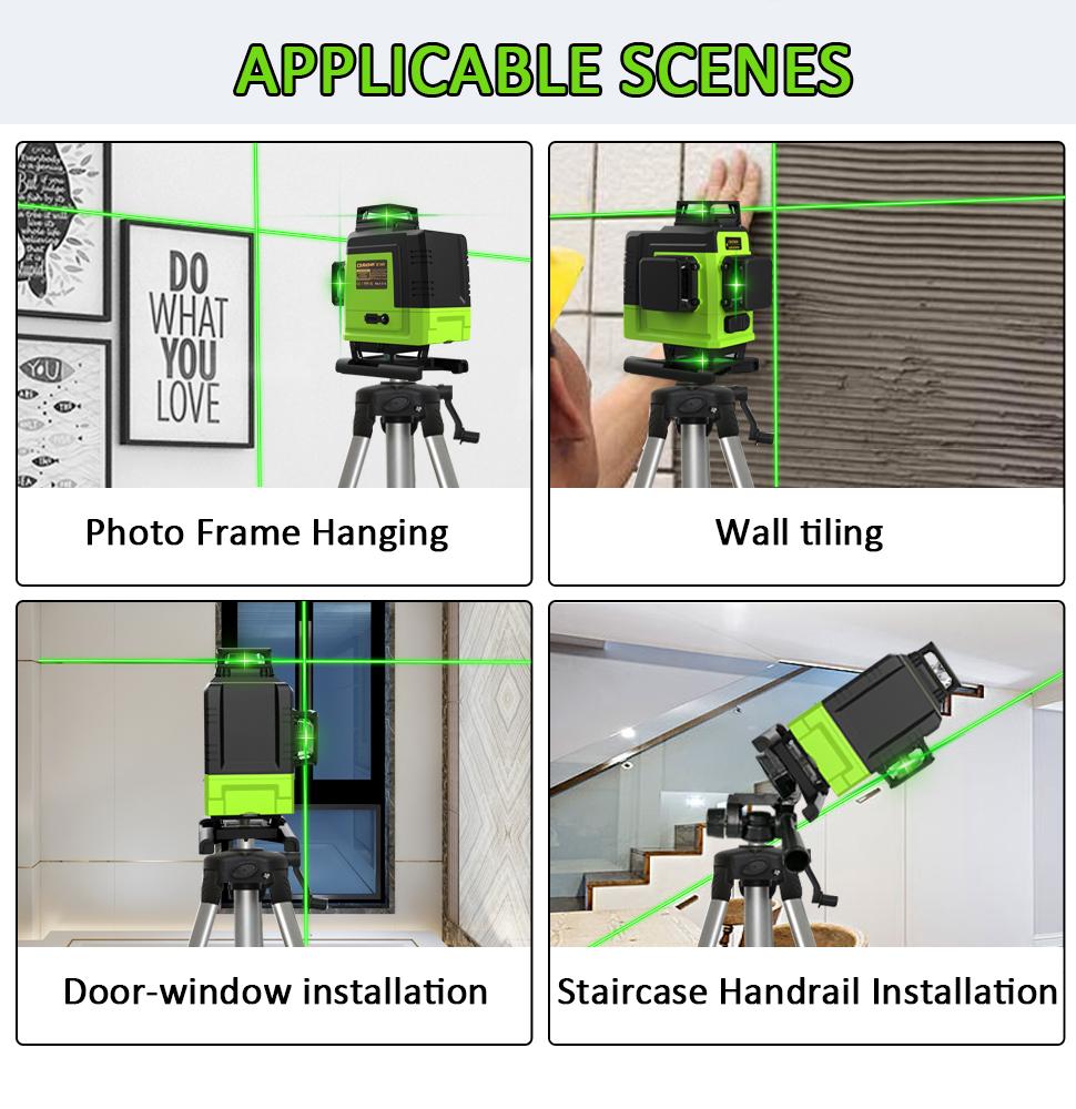 CLUBIONA IE16 Powerful Laser Green Lines Auto Vertical & Horizontal Floor and Ceiling Remote Control Laser Level With Li-ion Battery